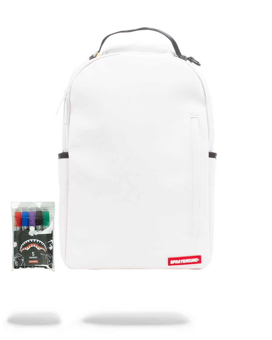 Sprayground THE SPRAYGROUND DIY WHITE BACKPACK (VEGAN LEATHER & INNER MONEY LINING) & MARKERS INCLUDED