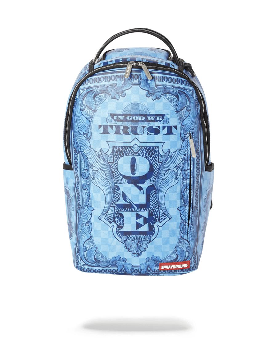 Sprayground IN GOD WE TRUST BLUE BACKPACK (ONE OF ONE)