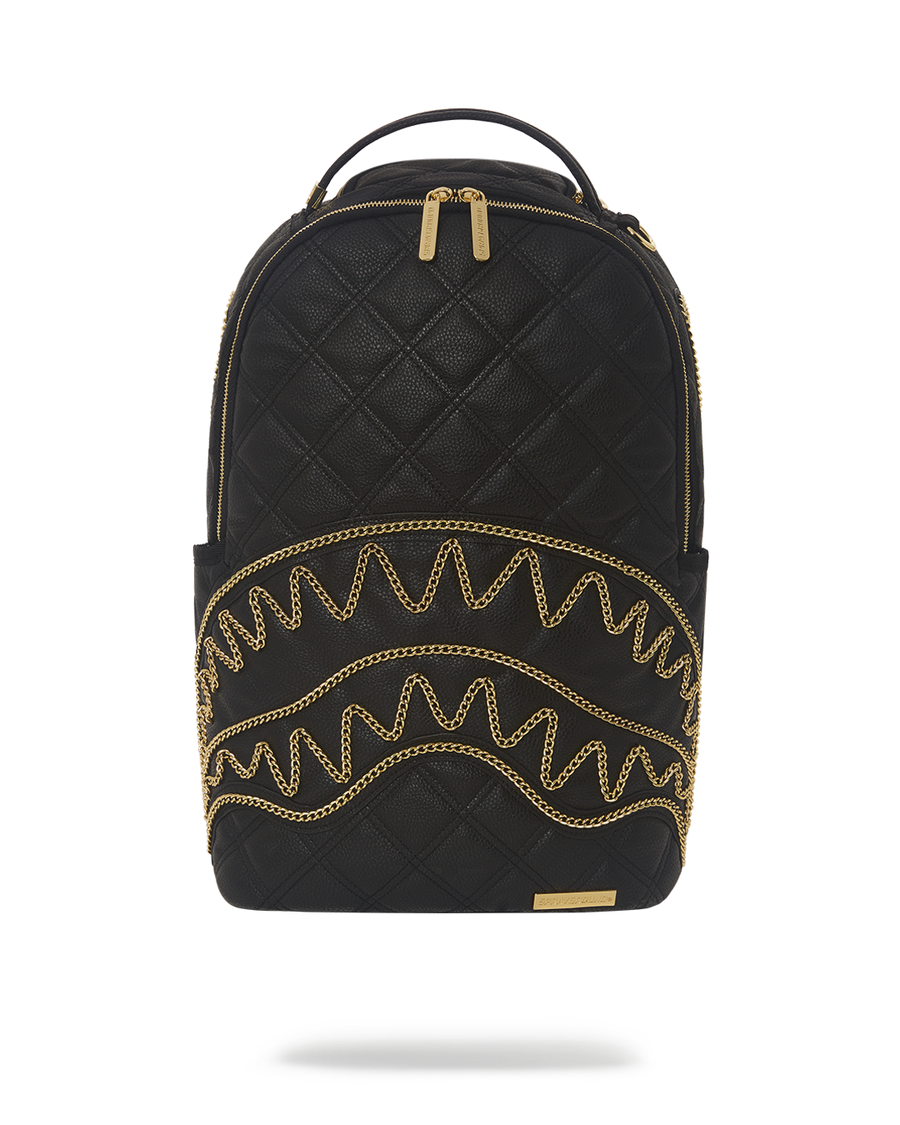 Sprayground NOIR QUILT GOLD CHAIN SHARK BACKPACK (DLXV)