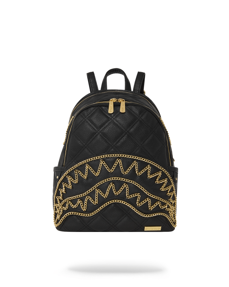 Sprayground NOIR QUILT GOLD CHAIN SHARK SAVAGE BACKPACK