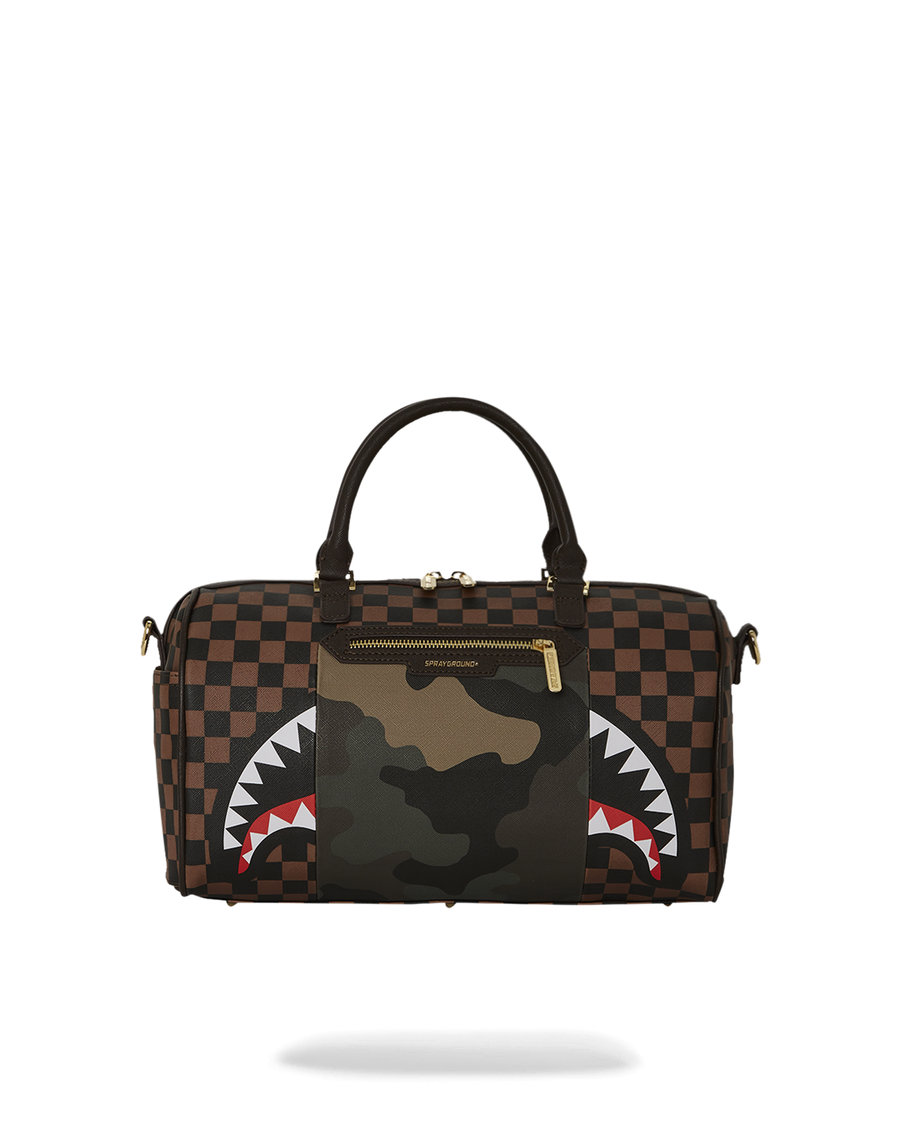 Sprayground EXTERIOR GOLD ZIP POCKET SHARKS IN PARIS MINI DUFFLE