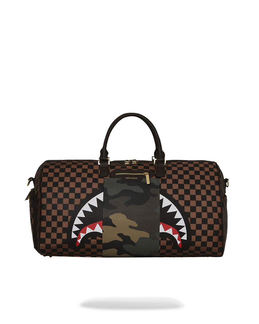 Sprayground EXTERIOR GOLD ZIP POCKET SHARKS IN PARIS DUFFLE