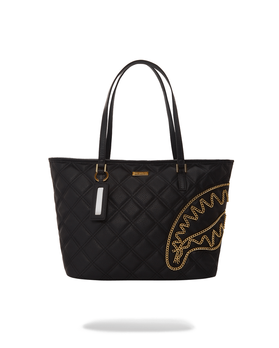 Sprayground NOIR QUILT GOLD CHAIN SHARK TOTE