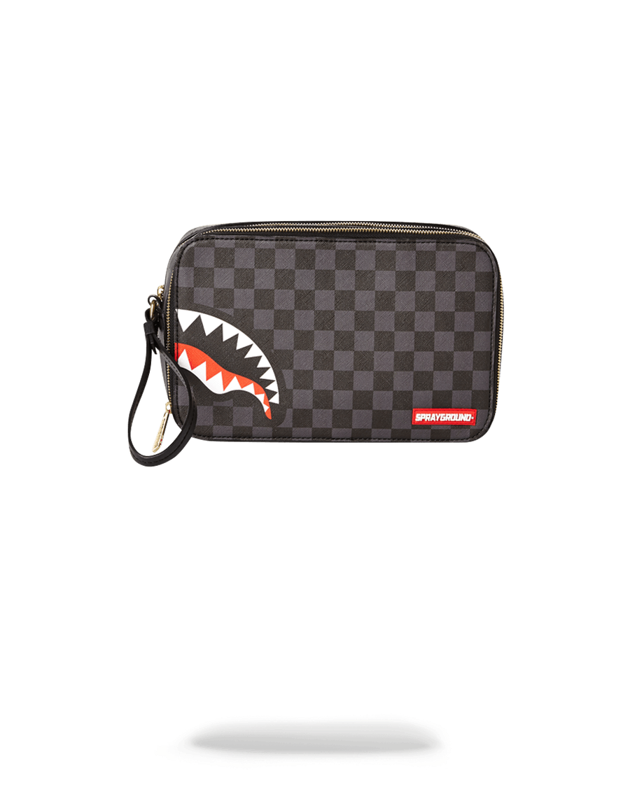 Sprayground SHARKS IN PARIS (BLACK CHECKERED EDITION) TOILETRY AKA MONEY BAGS