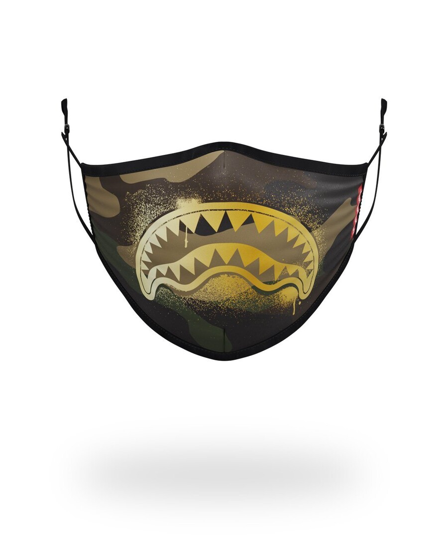 Sprayground ADULT CAMO GOLD SHARK FORM FITTING FACE MASK