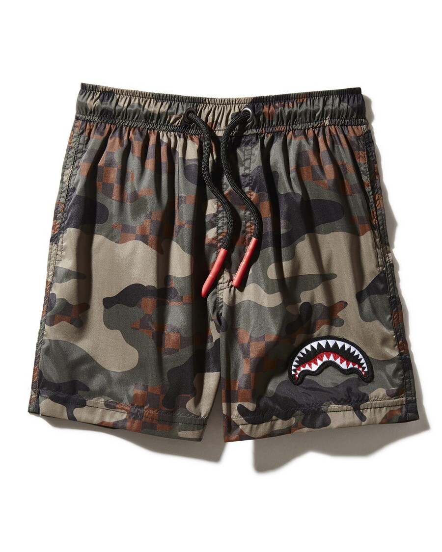 Sprayground KIDS CAMO CHECKERED SWIM TRUNKS