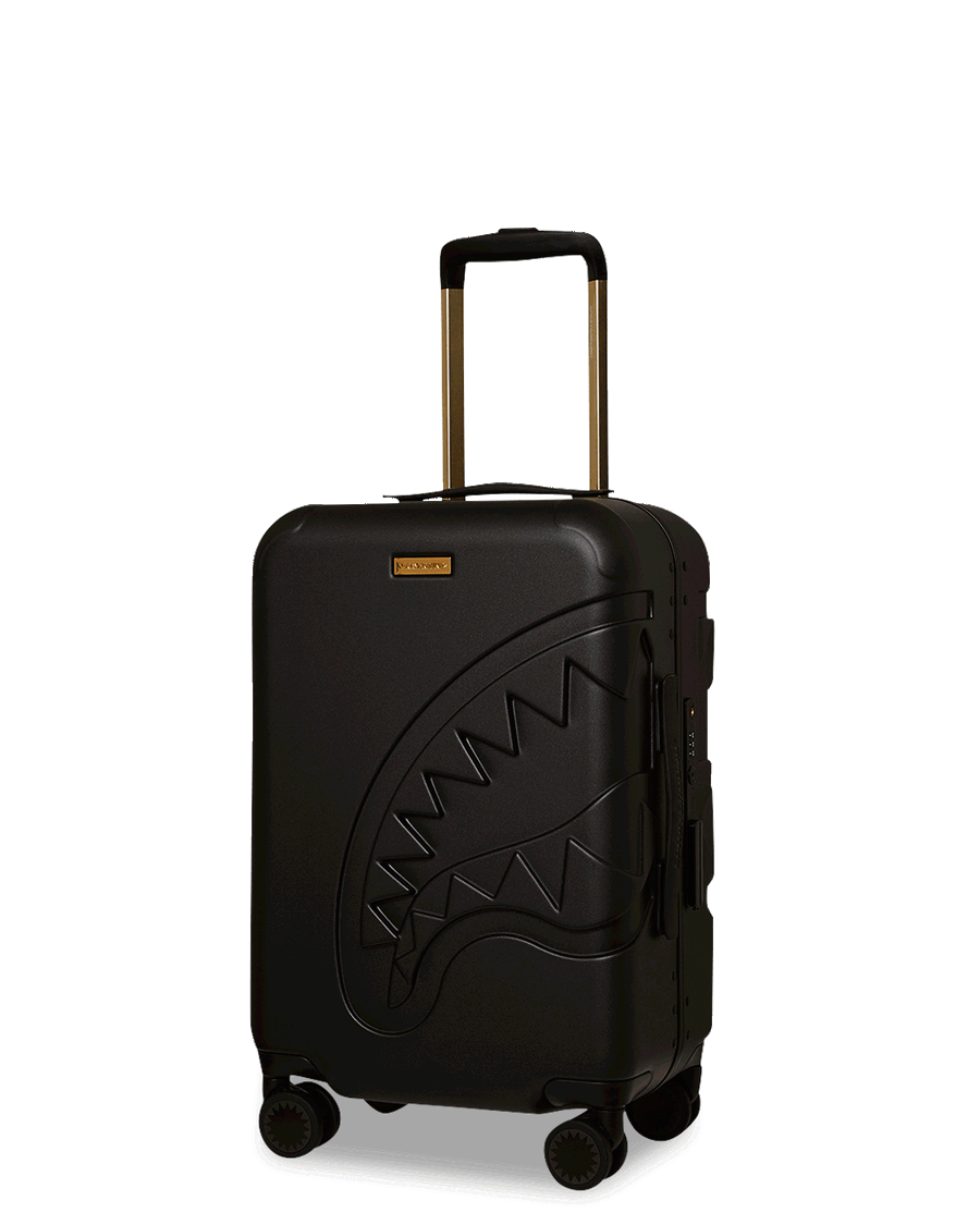 Sprayground REALITY CHECK SHARKNAUTICS HARDSHELL CARRY-ON JETBLACK LUGGAGE (GOLD HARDWARE)