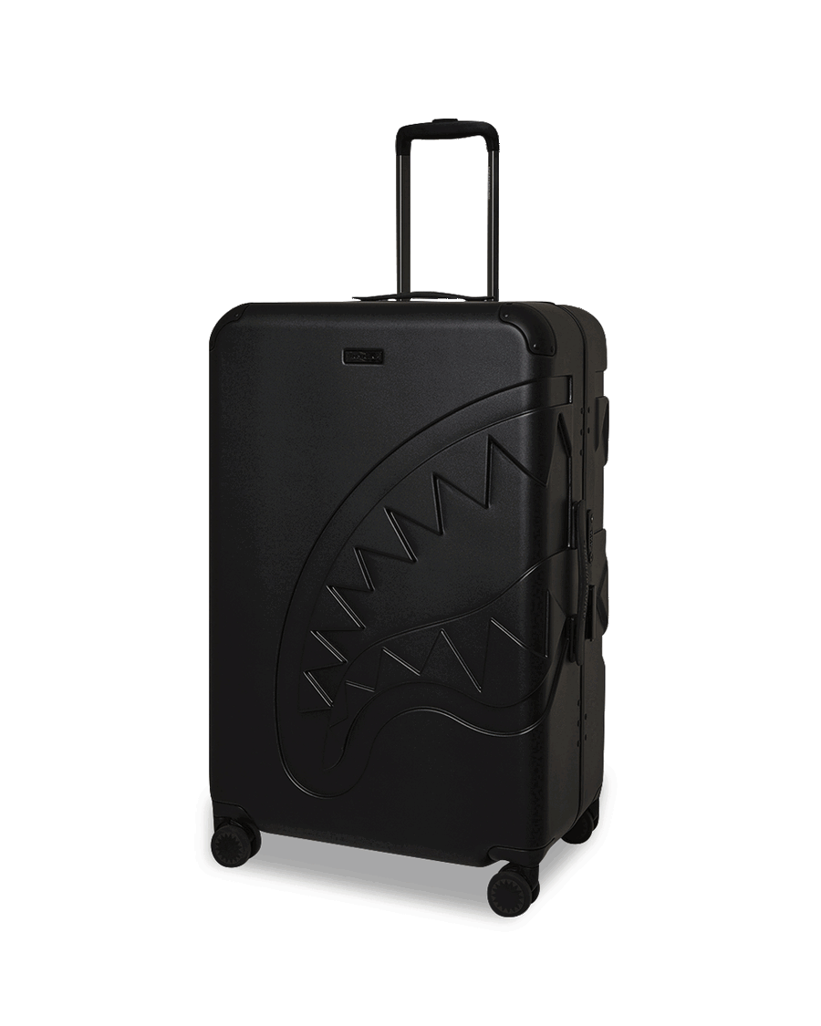 Sprayground REALITY CHECK SHARKNAUTICS HARDSHELL FULL-SIZE JETBLACK LUGGAGE (GUNMETAL HARDWARE)