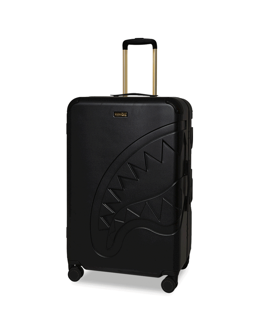 Sprayground REALITY CHECK SHARKNAUTICS HARDSHELL FULL-SIZE JETBLACK LUGGAGE (GOLD HARDWARE)